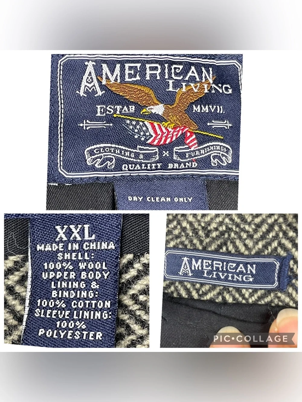 American Living Wool Herringbone Classic Quiet Luxe Career Blazer Sport Coat XXL